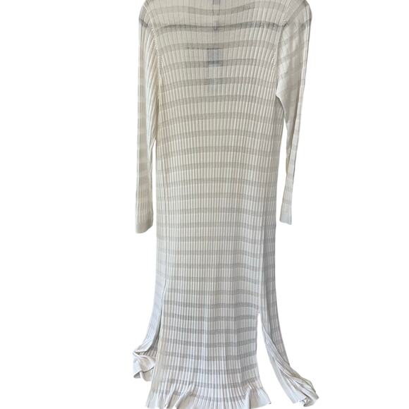 Elena Wang White Long Cardigan Open Front Size Medium NWT Boho - Picture 7 of 7